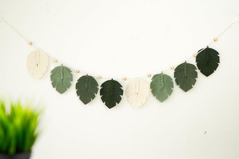 Blissful Macrame Leaf - Green Forest Tassel Hanging - KnittsKnotts