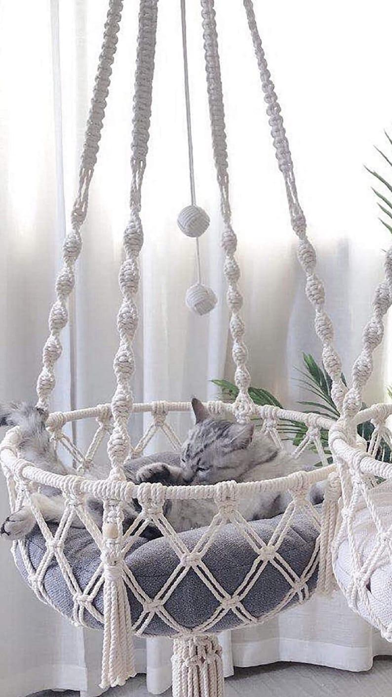 Cat Pleasure waves - Macrame Cat Hammock - KnittsKnotts