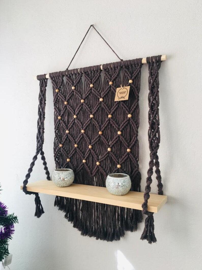 Driftwood Delights - Macrame Shelf - KnittsKnotts