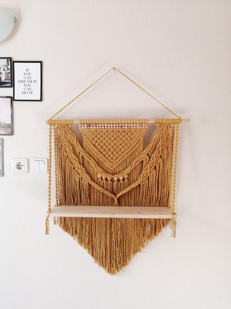 Earthy Temptation - Large Macrame Shelf - KnittsKnotts