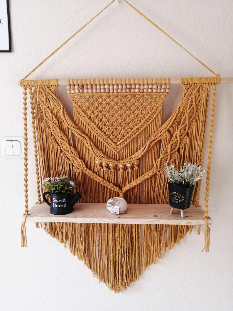 Earthy Temptation - Large Macrame Shelf - KnittsKnotts