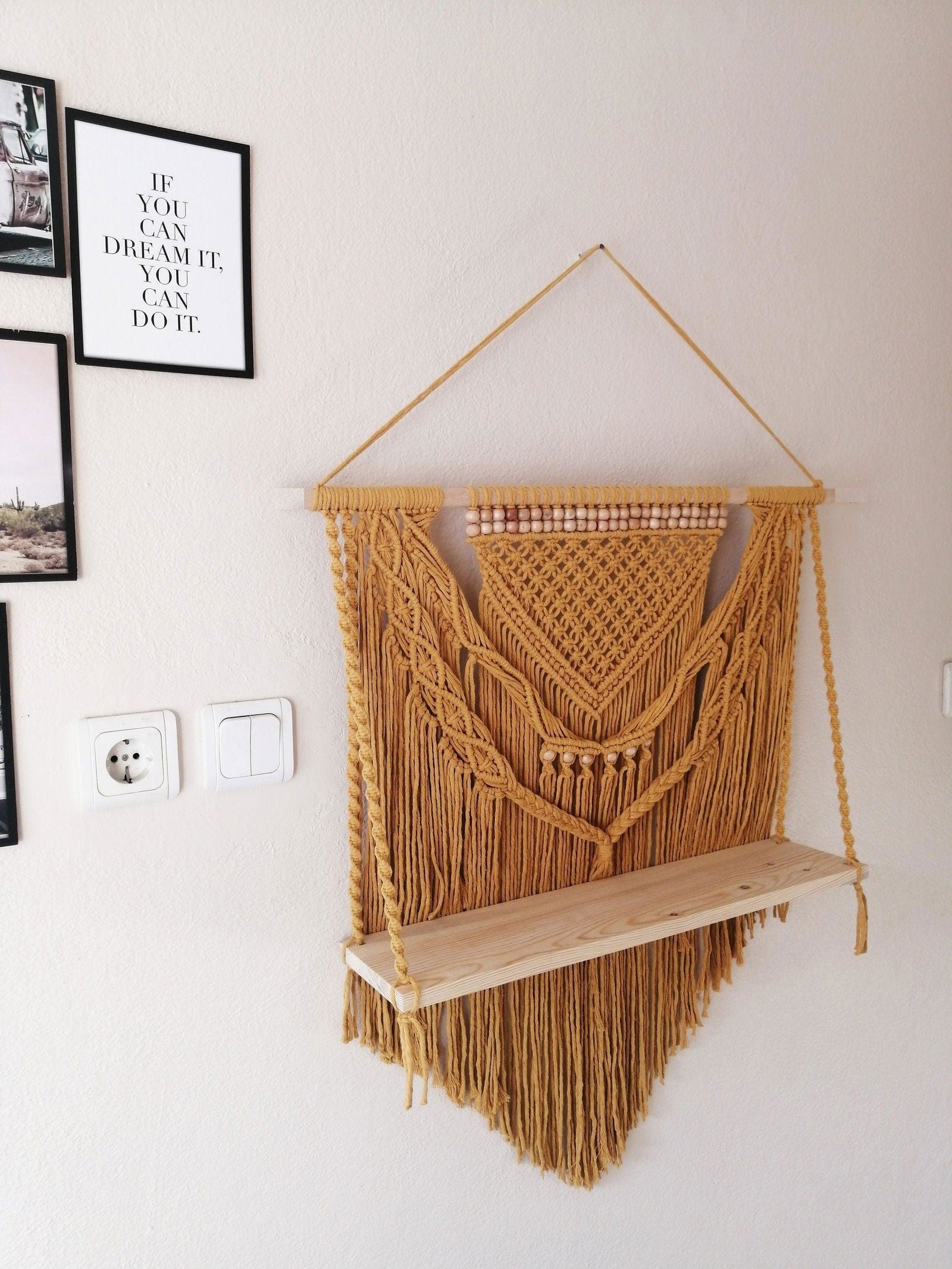 Earthy Temptation - Large Macrame Shelf - KnittsKnotts