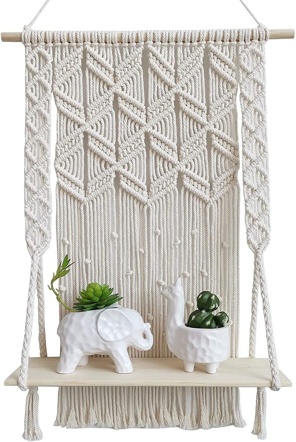 Eclectic Plant Perch - Handmade Macrame Wall - KnittsKnotts