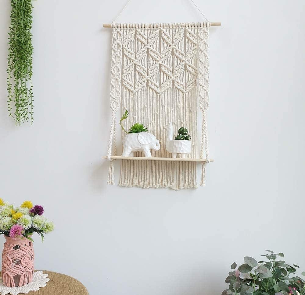 Eclectic Plant Perch - Handmade Macrame Wall - KnittsKnotts