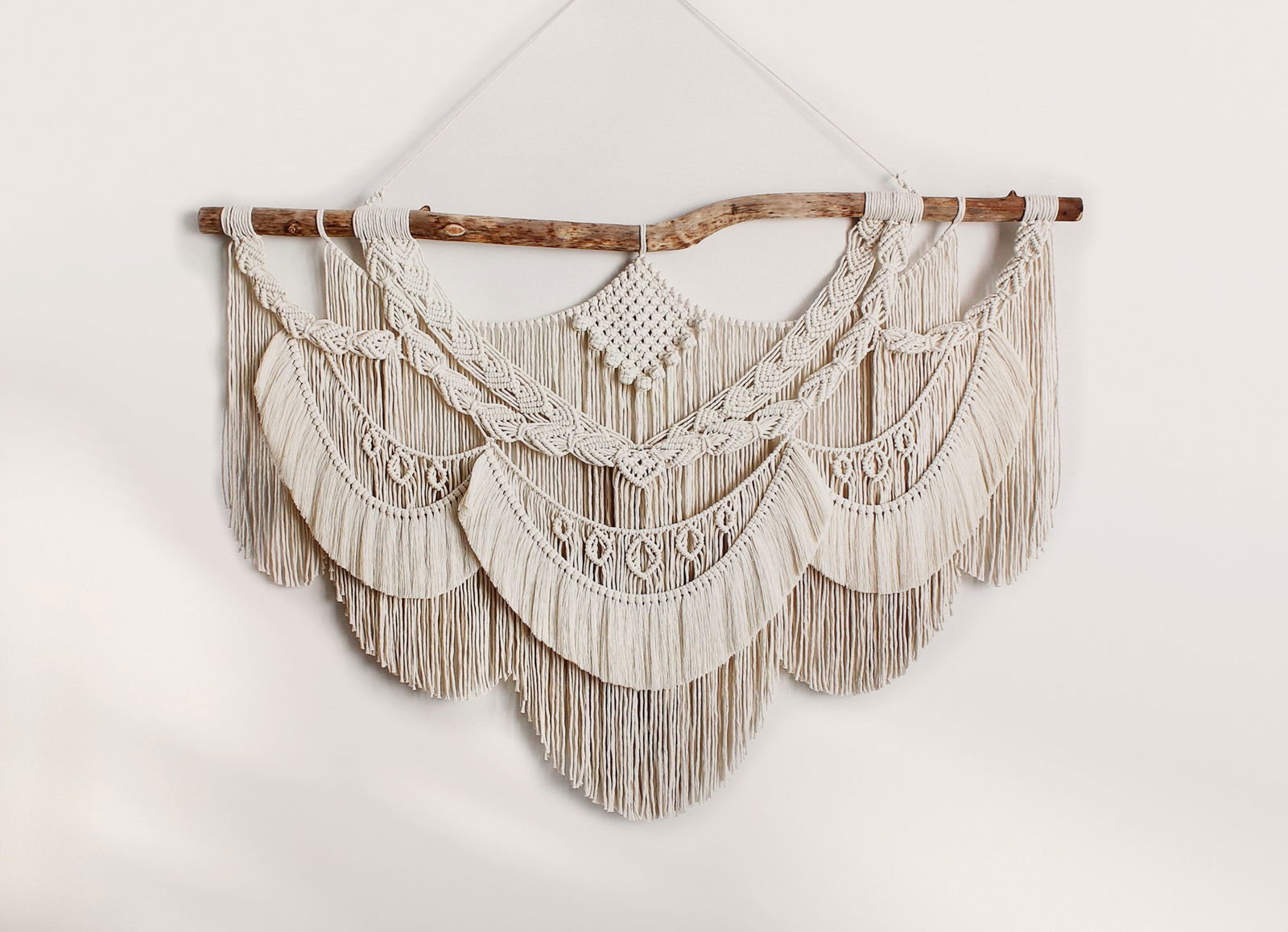 Ethereal elegance - wall Macrame Hanger - KnittsKnotts