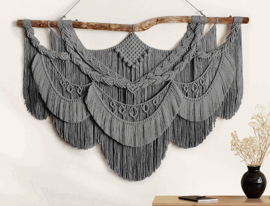 Ethereal elegance - wall Macrame Hanger - KnittsKnotts