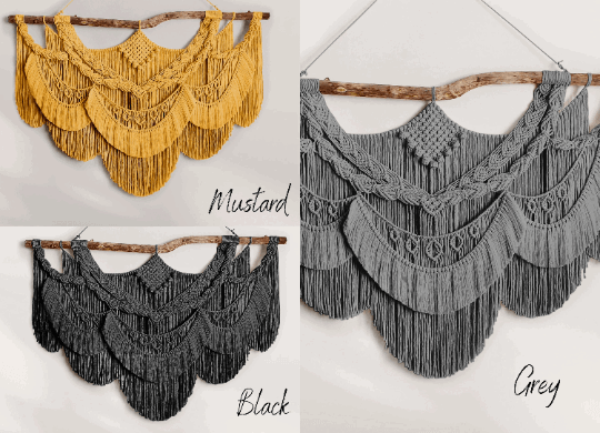 Ethereal elegance - wall Macrame Hanger - KnittsKnotts