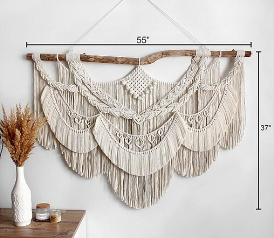 Ethereal elegance - wall Macrame Hanger - KnittsKnotts