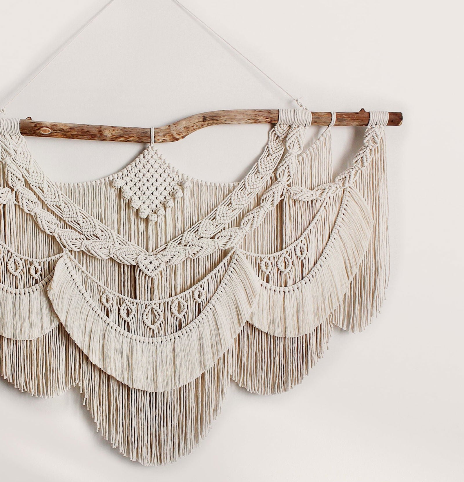 Ethereal elegance - wall Macrame Hanger - KnittsKnotts