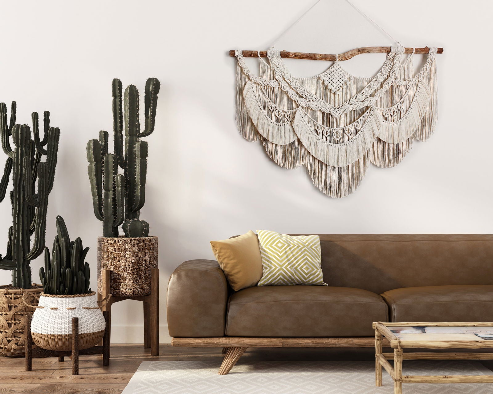 Ethereal elegance - wall Macrame Hanger - KnittsKnotts