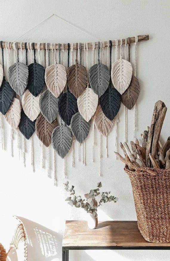 Whimsical Weave of Leaves - Macrame leaf wall hanging - KnittsKnotts