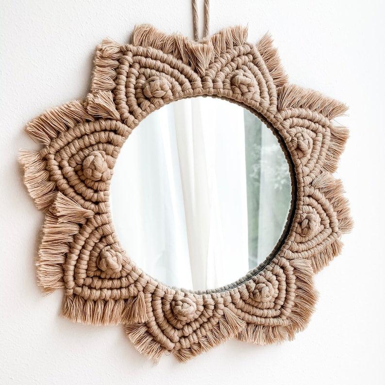 MacraMirrorChic - Macrame Round Mirror - KnittsKnotts