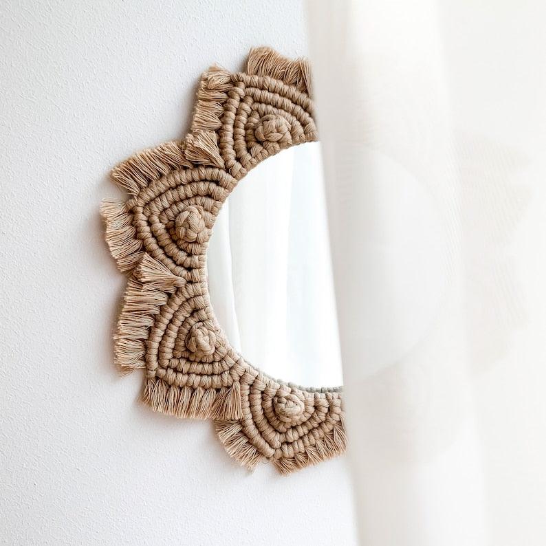 MacraMirrorChic - Macrame Round Mirror - KnittsKnotts