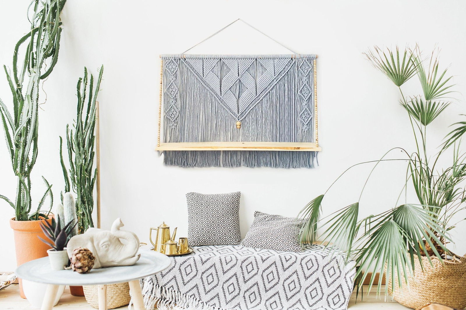 Moonlit Weaves - Macramé Plant Shelf - KnittsKnotts