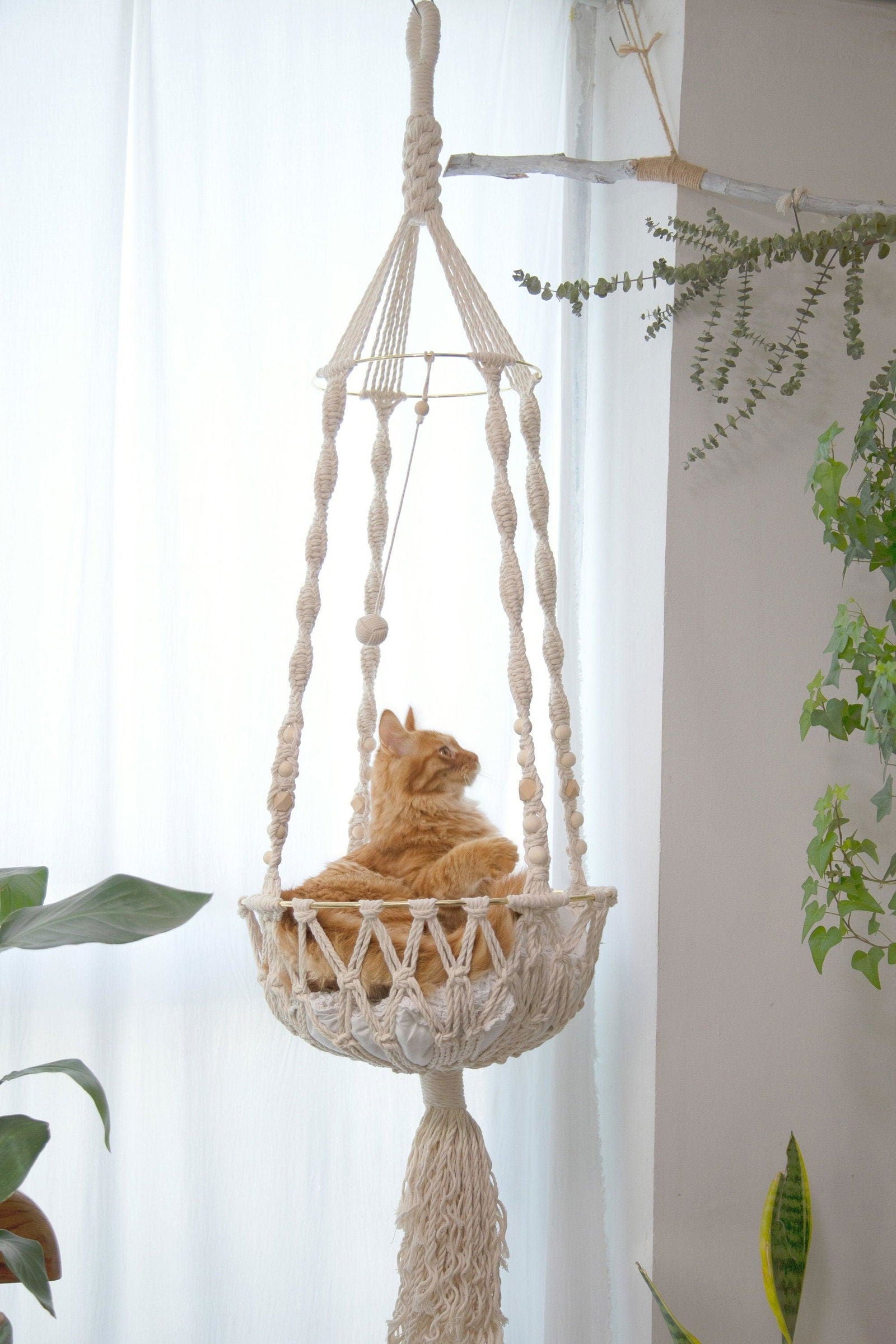 Paws & Dreams Hammock - Macrame cat hammock - KnittsKnotts