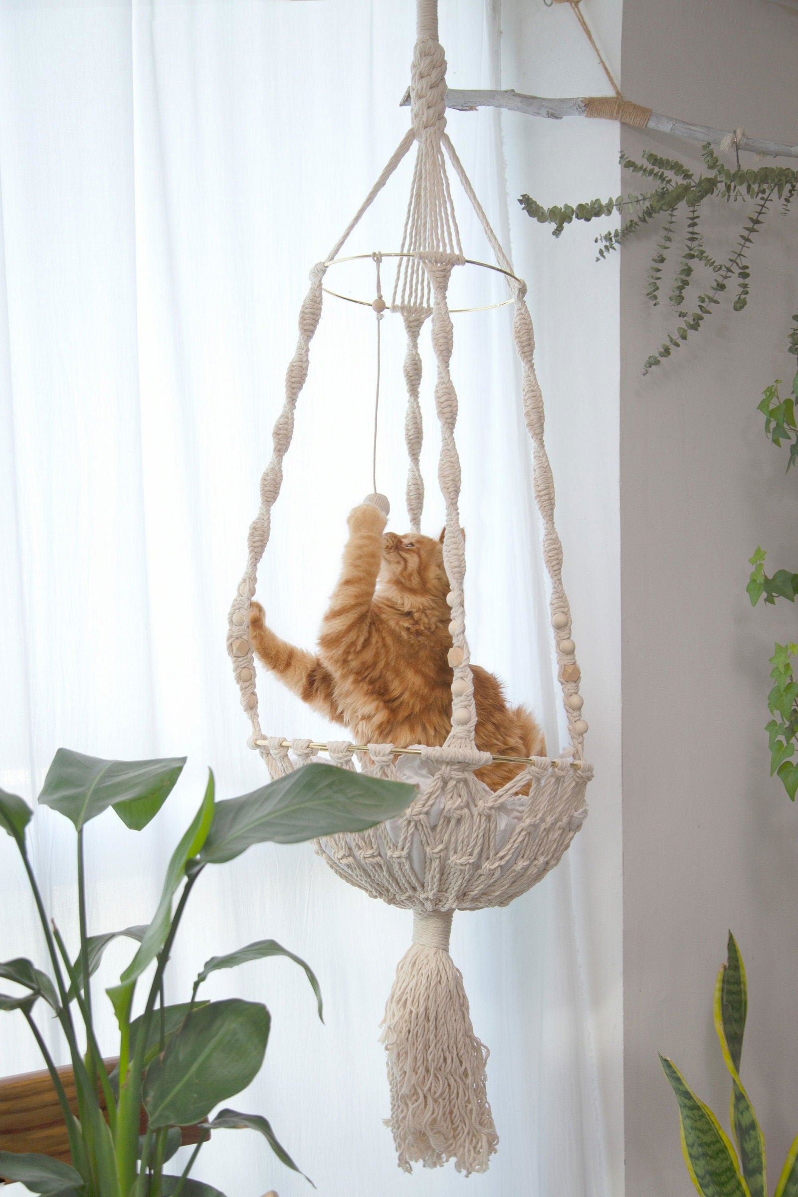 Paws & Dreams Hammock - Macrame cat hammock - KnittsKnotts