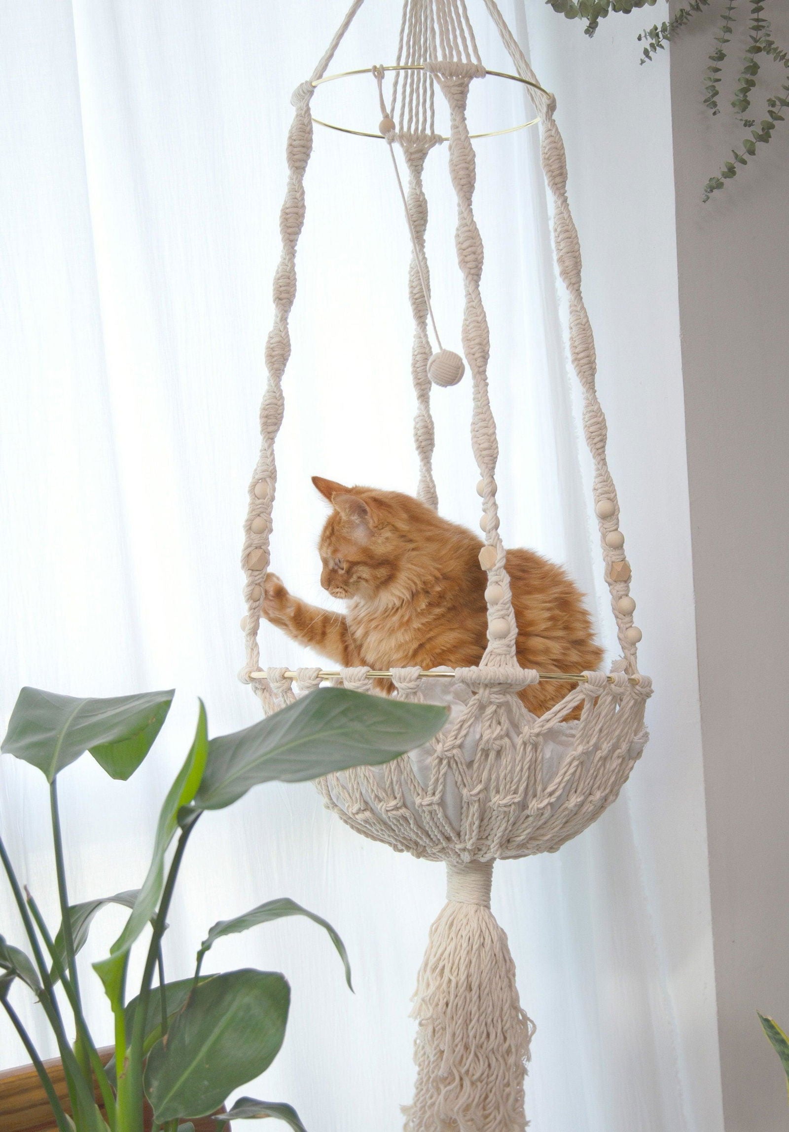 Paws & Dreams Hammock - Macrame cat hammock - KnittsKnotts